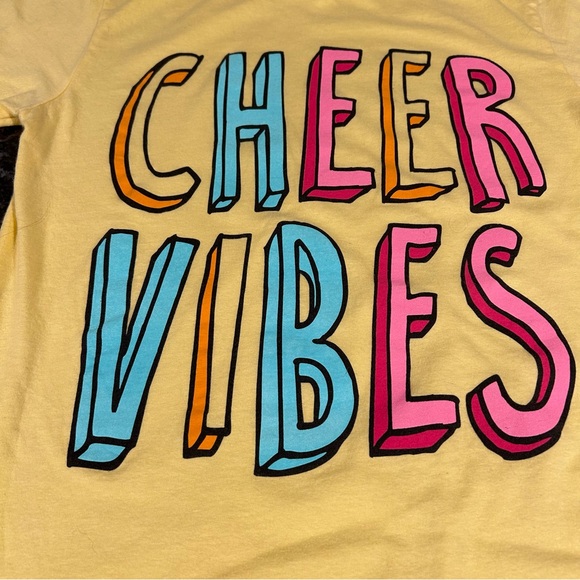 Cheer Vibes Yellow T Shirt Adult Womens Small Cheerleading.com - Picture 7 of 7